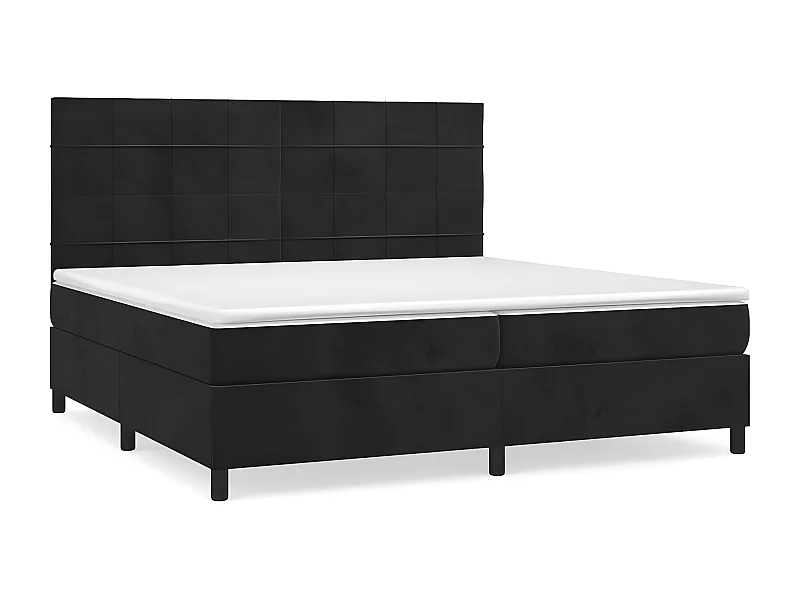 Lit à sommier tapissier et matelas Noir 200x200 Velours 6