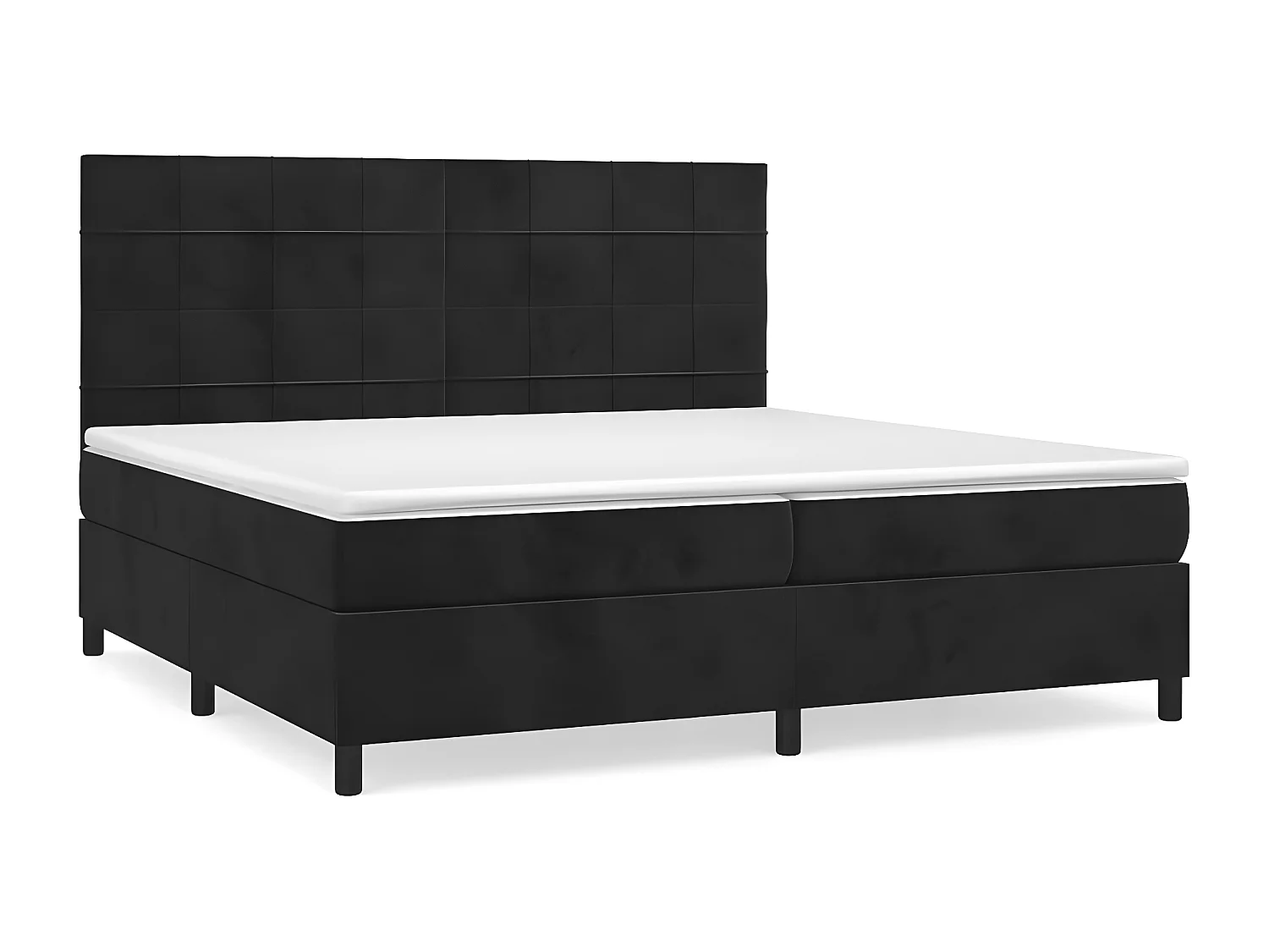 Lit à sommier tapissier et matelas Noir 200x200 Velours 6