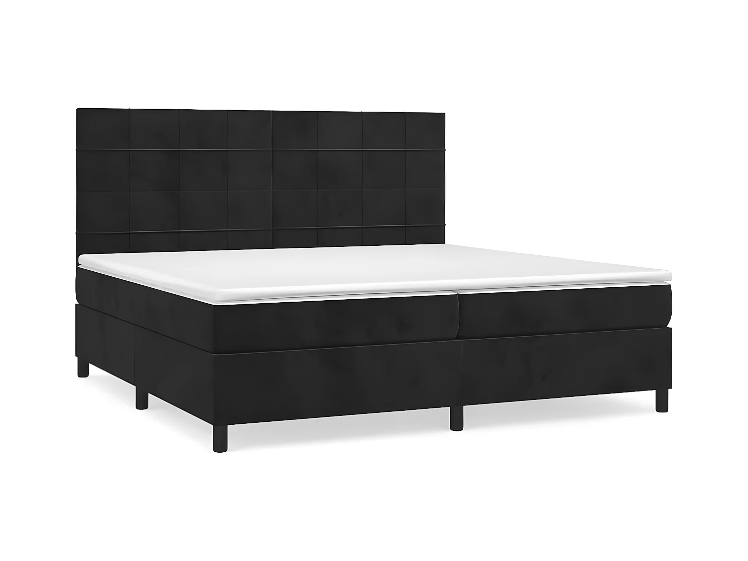 Lit à sommier tapissier et matelas Noir 200x200 Velours 6
