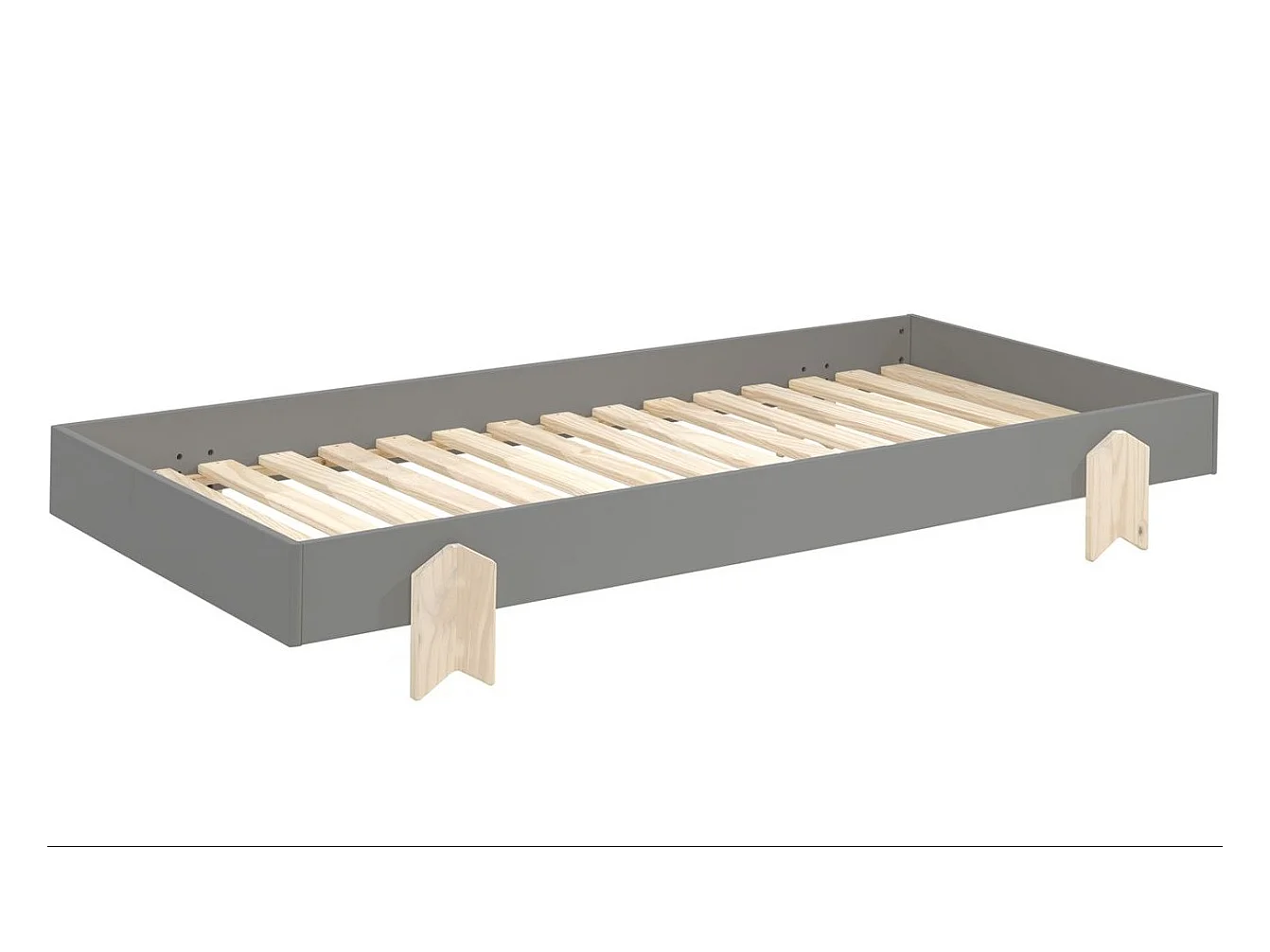 Lit Enfant en Bois "Modulo Arrow" 90x200cm Gris