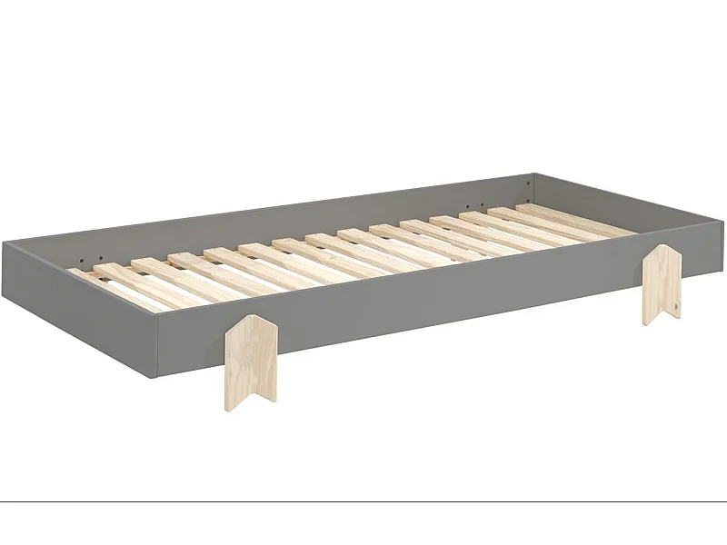 Lit Enfant en Bois "Modulo Arrow" 90x200cm Gris
