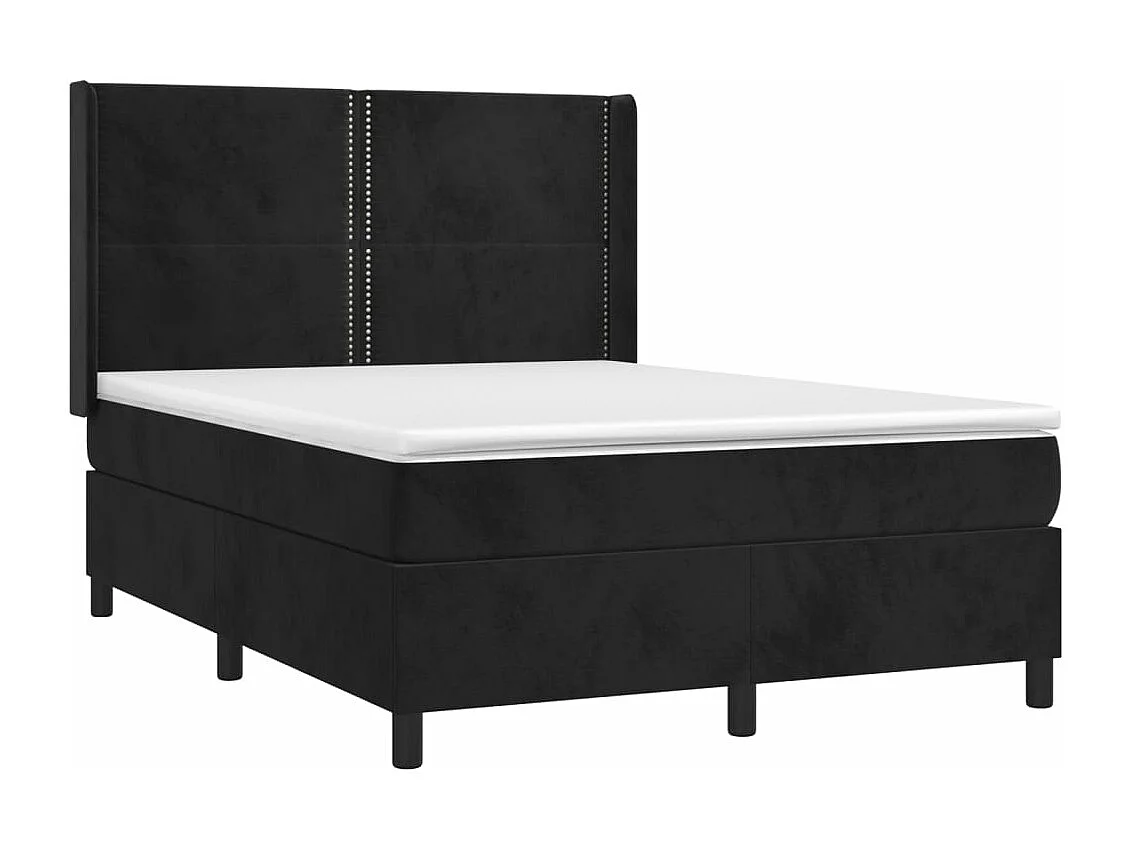 Lit à sommier tapissier avec matelas et LED Noir 140x190 Velours