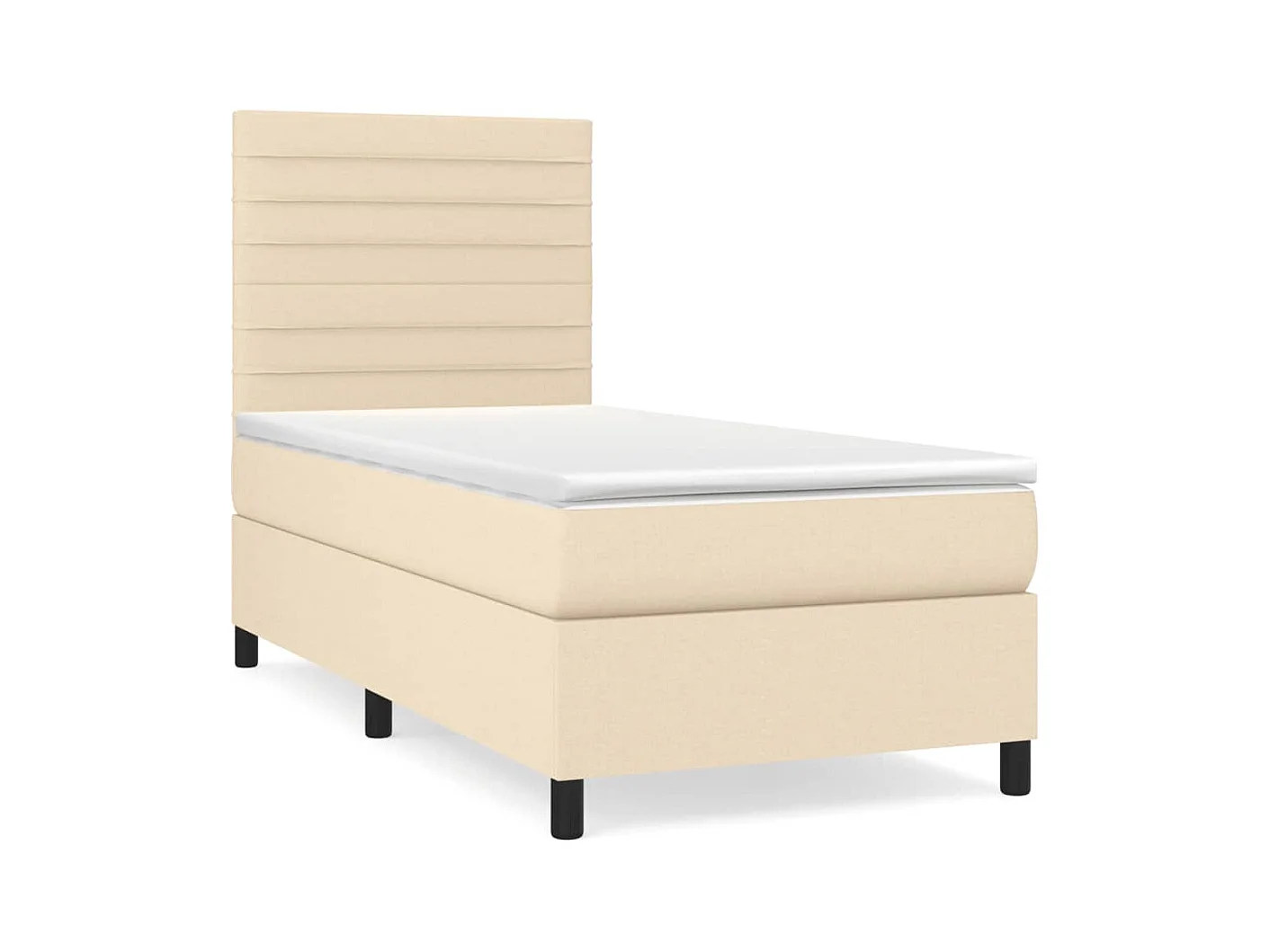 Lit à sommier tapissier avec matelas Crème 90x200 Tissu 3