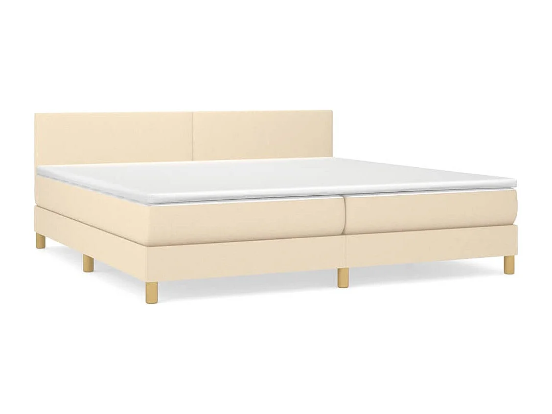 Lit à sommier tapissier avec matelas Crème 200x200 Tissu 9
