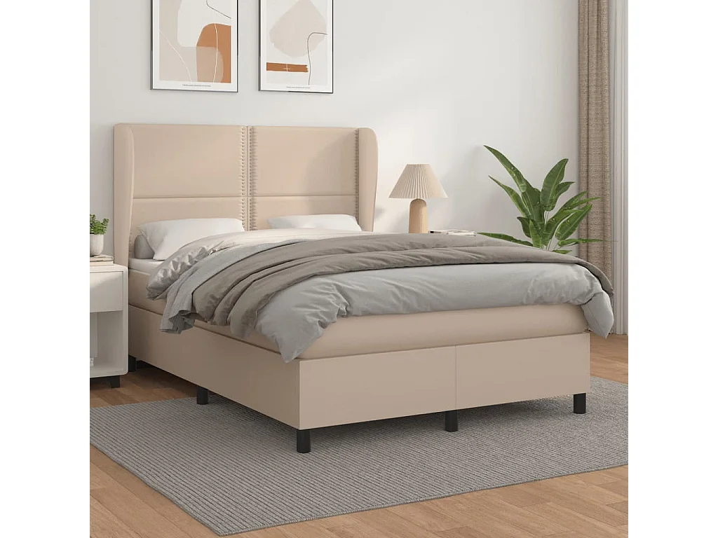 Lit à sommier tapissier avec matelas Cappuccino 140x200