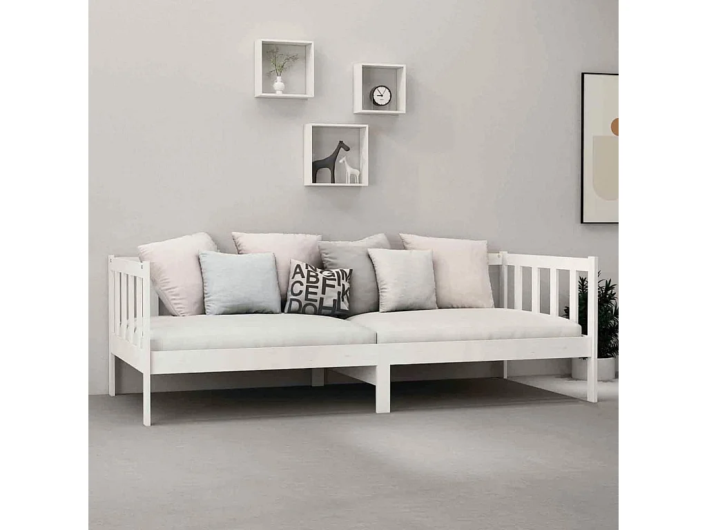 Lit avec matelas 90x200 Blanc Bois de pin massif 12