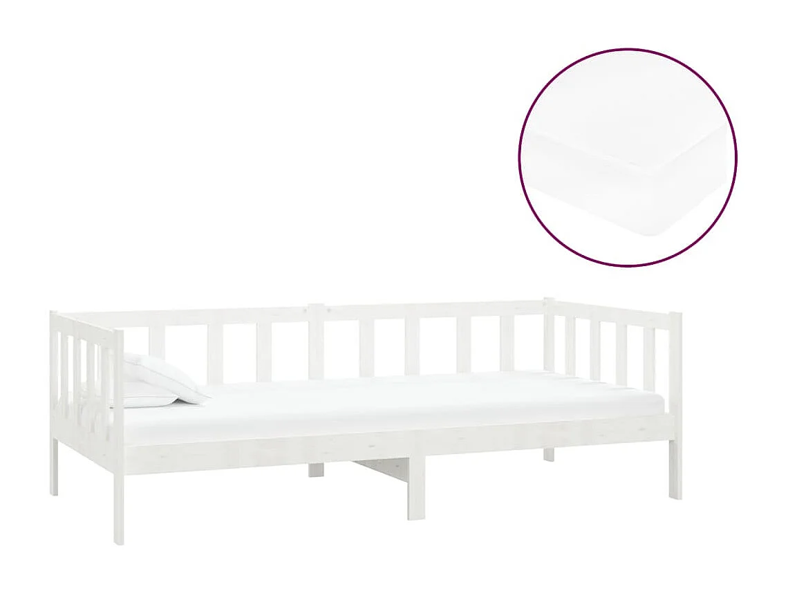 Lit avec matelas 90x200 Blanc Bois de pin massif 12