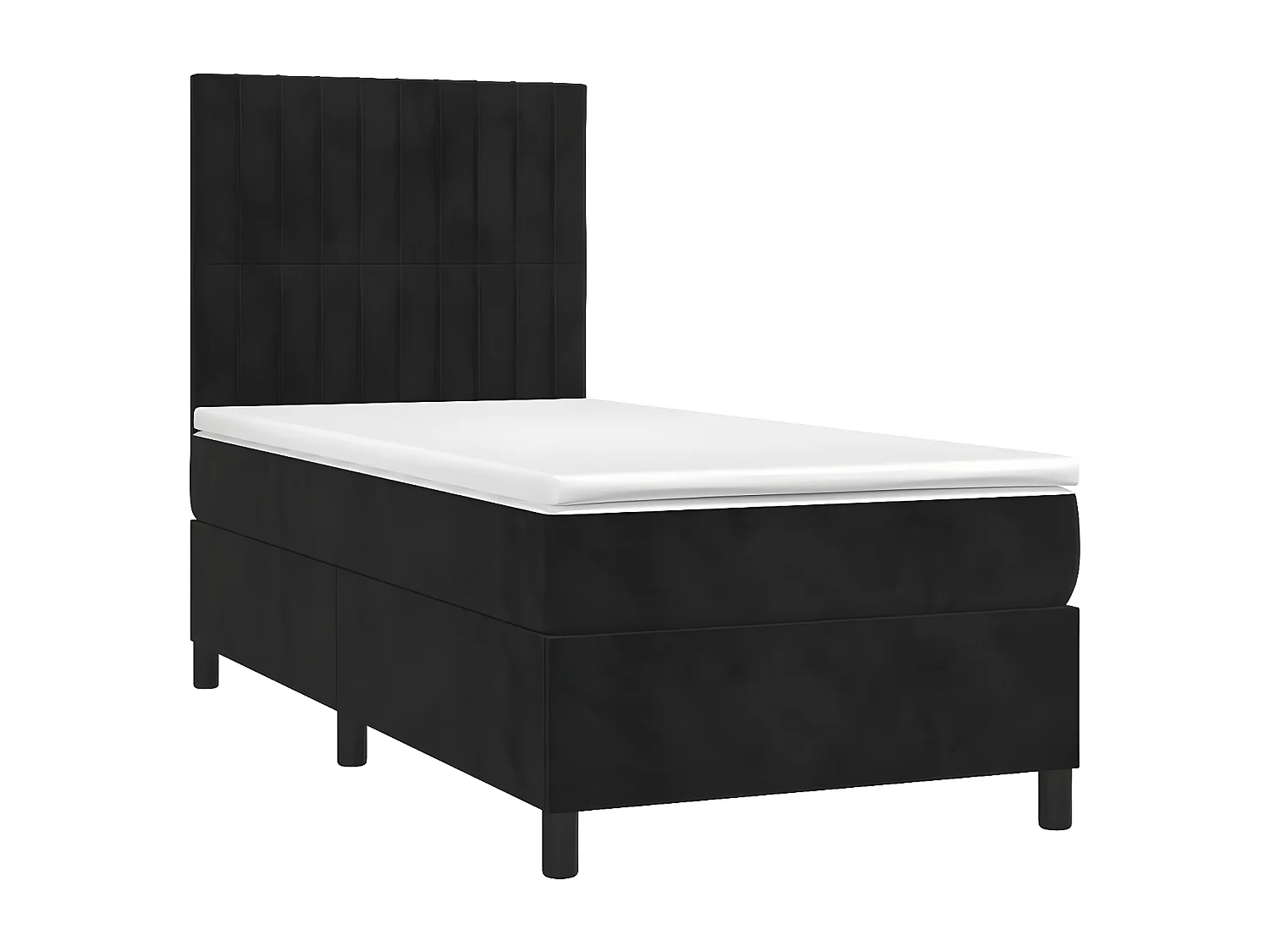 Lit à sommier tapissier avec matelas et LED Noir 100x200 Velours