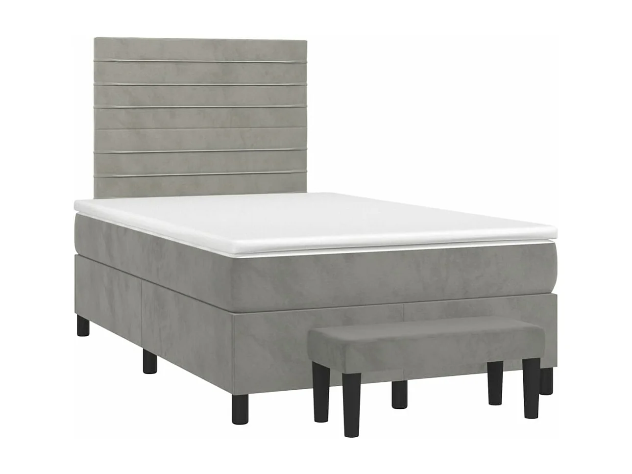 Lit à sommier tapissier et matelas Gris clair 120x200 Velours