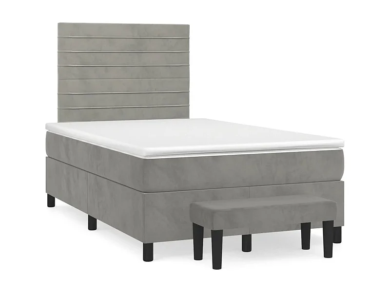Lit à sommier tapissier et matelas Gris clair 120x200 Velours