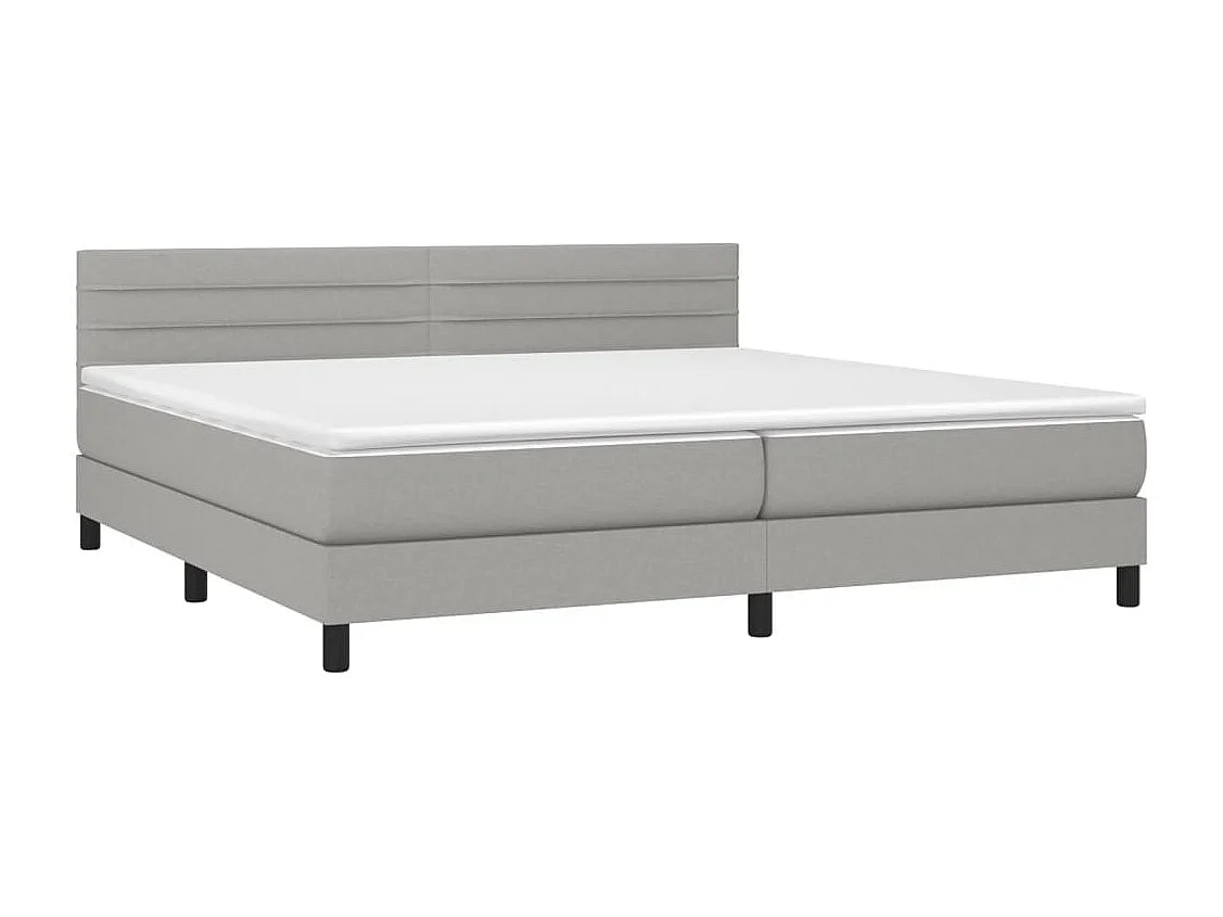 Lit à sommier tapissier matelas et LED Gris clair 200x200 Tissu