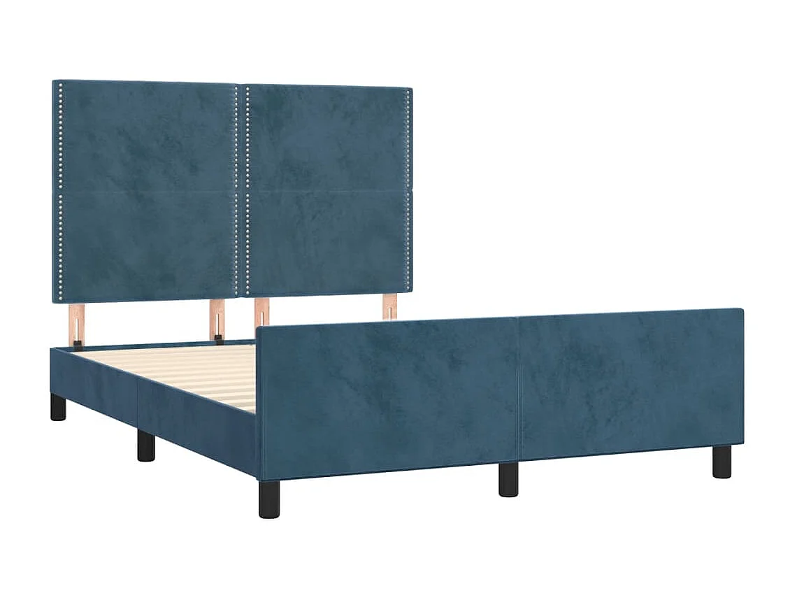 Bedframe met hoofdeinde fluweel donkerblauw 140x200 cm