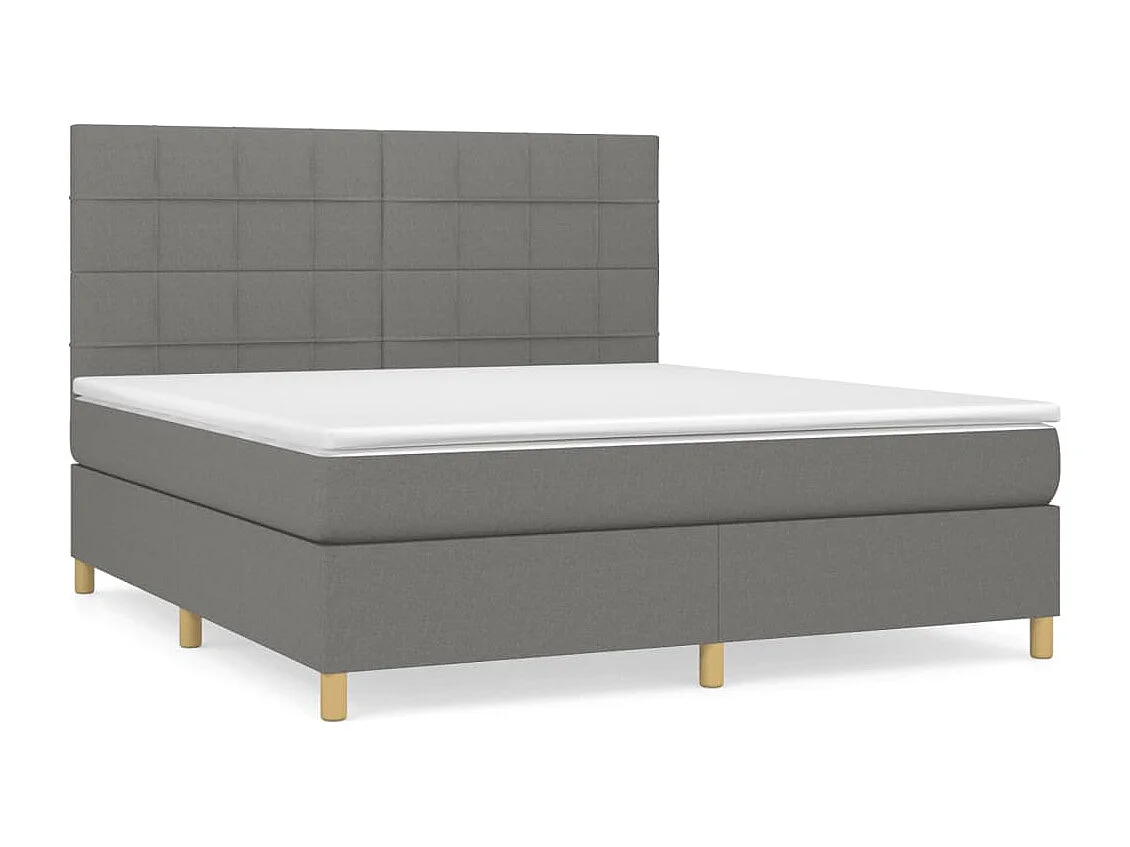 Lit à sommier tapissier avec matelas Gris foncé 160x200 Tissu 2