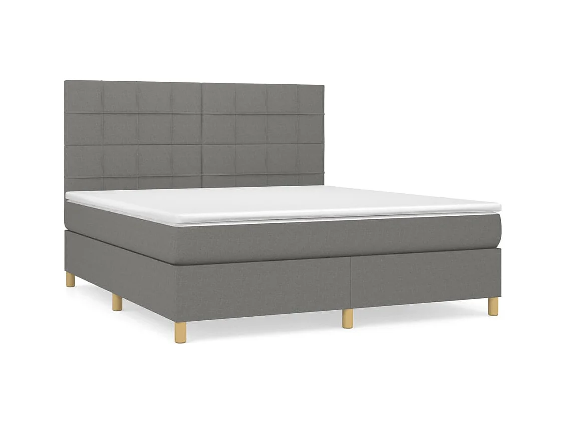 Lit à sommier tapissier avec matelas Gris foncé 160x200 Tissu 2