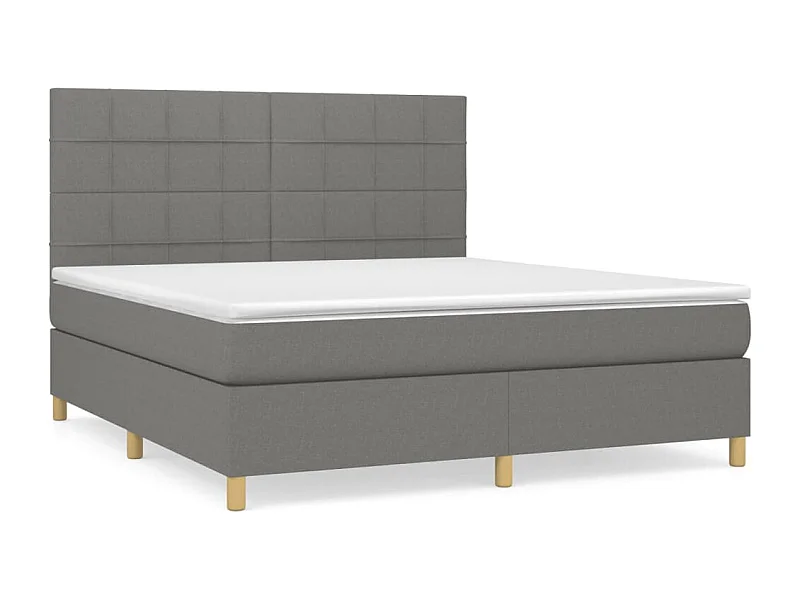 Lit à sommier tapissier avec matelas Gris foncé 160x200 Tissu 2