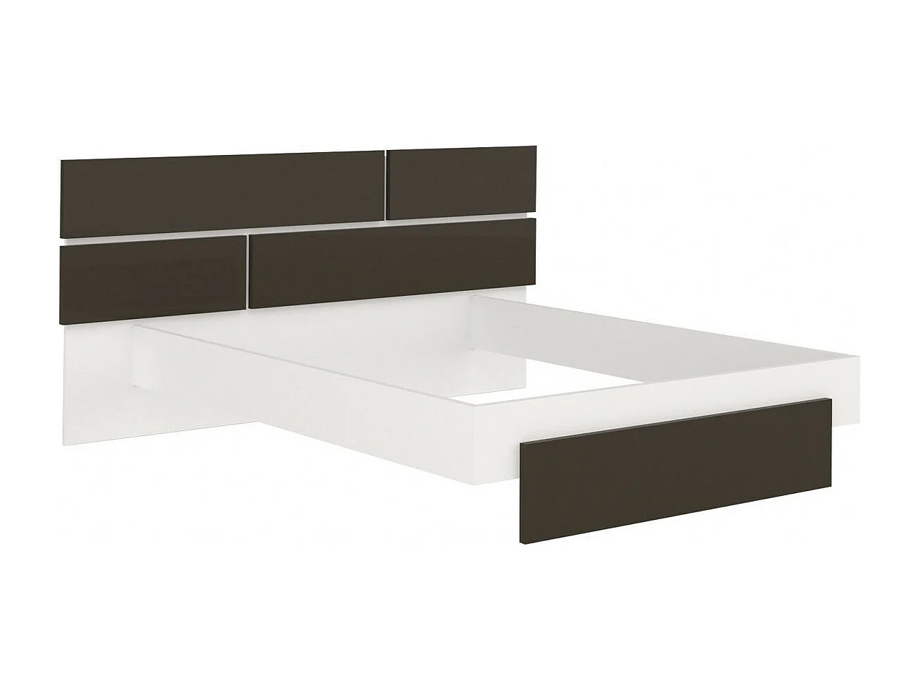 Lit laqué blanc et anthracite avec éclairage à tête de lit à effet graphique Kido 180x200