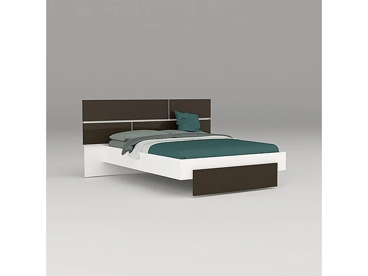 Lit laqué blanc et anthracite avec éclairage à tête de lit à effet graphique Kido 180x200