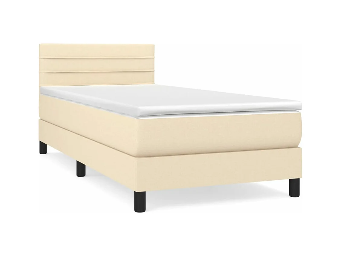 Lit à sommier tapissier avec matelas Crème 80x200 Tissu 2