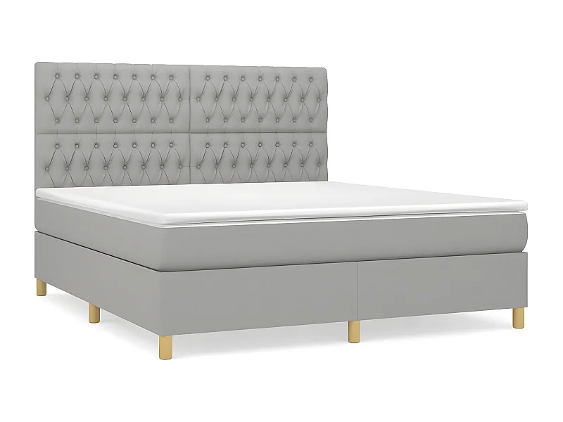 Lit à sommier tapissier avec matelas Gris clair 180x200 Tissu 2