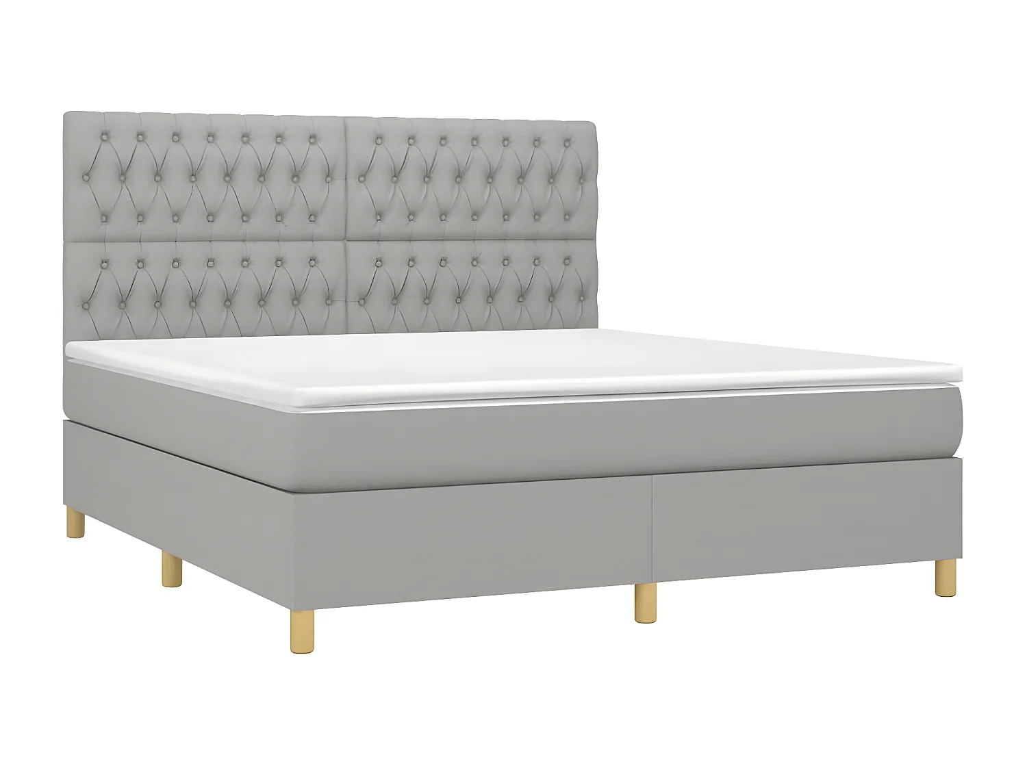 Lit à sommier tapissier avec matelas Gris clair 180x200 Tissu 2