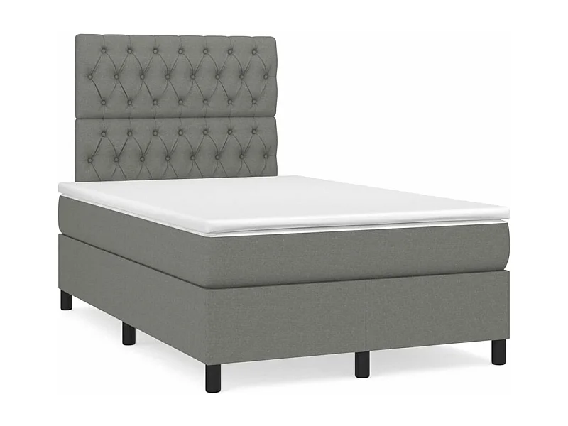 Lit à sommier tapissier avec matelas Gris foncé 120x200 Tissu 5