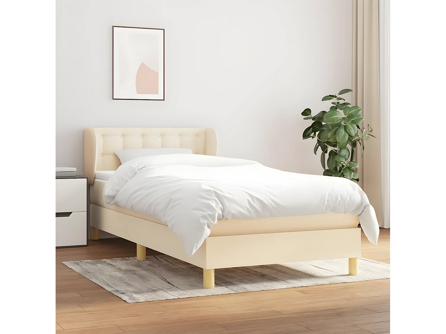 Lit à sommier tapissier avec matelas Crème 80x200 Tissu 8