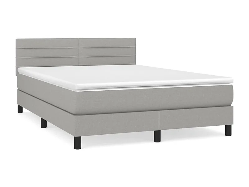 Lit à sommier tapissier avec matelas Gris clair 140x200 Tissu
