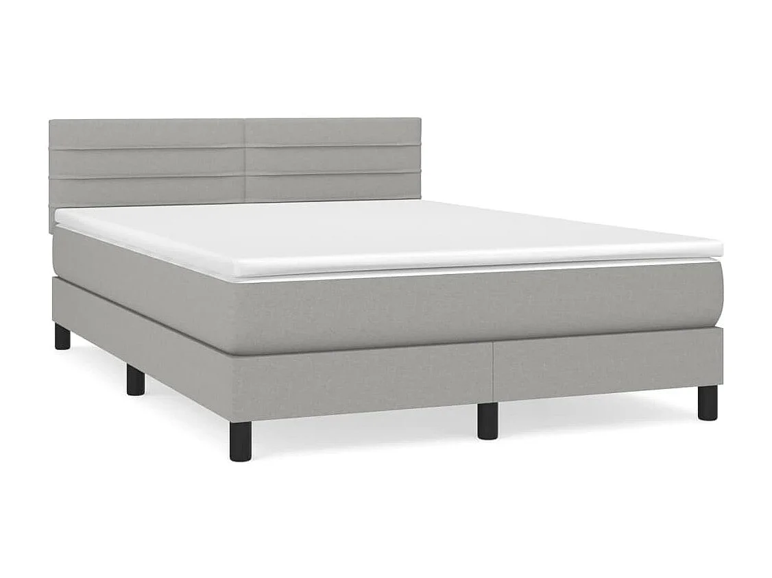 Lit à sommier tapissier avec matelas Gris clair 140x200 Tissu