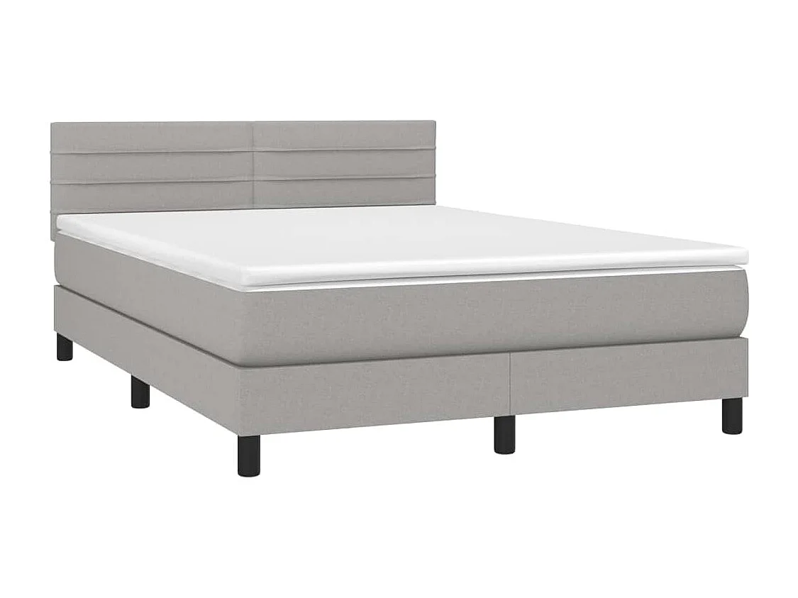 Lit à sommier tapissier avec matelas Gris clair 140x200 Tissu