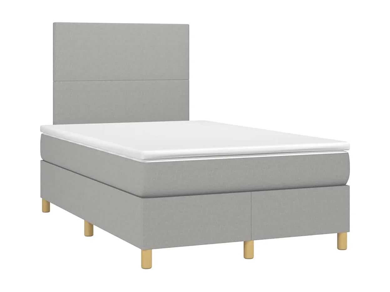 Lit à sommier tapissier avec matelas Gris clair 120x200 Tissu 2