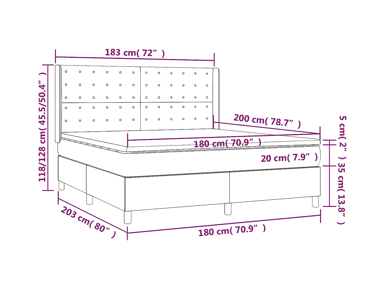 Lit à sommier tapissier avec matelas et LED Noir 180x200 Similicuir