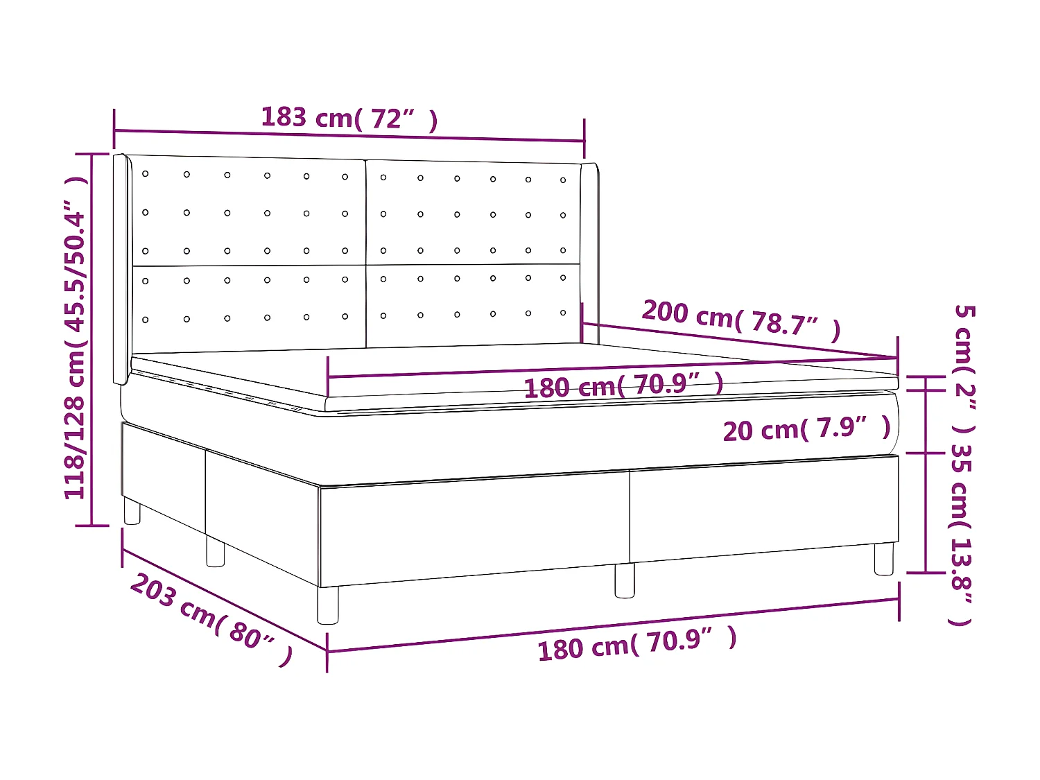 Lit à sommier tapissier avec matelas et LED Noir 180x200 Similicuir