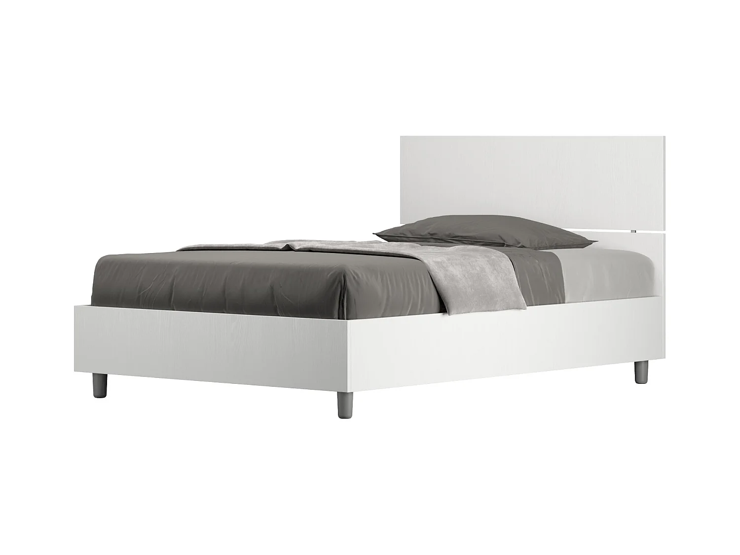 Lit 1 place et demi sans sommier 120x200 tête de lit droite frêne blanc Demas