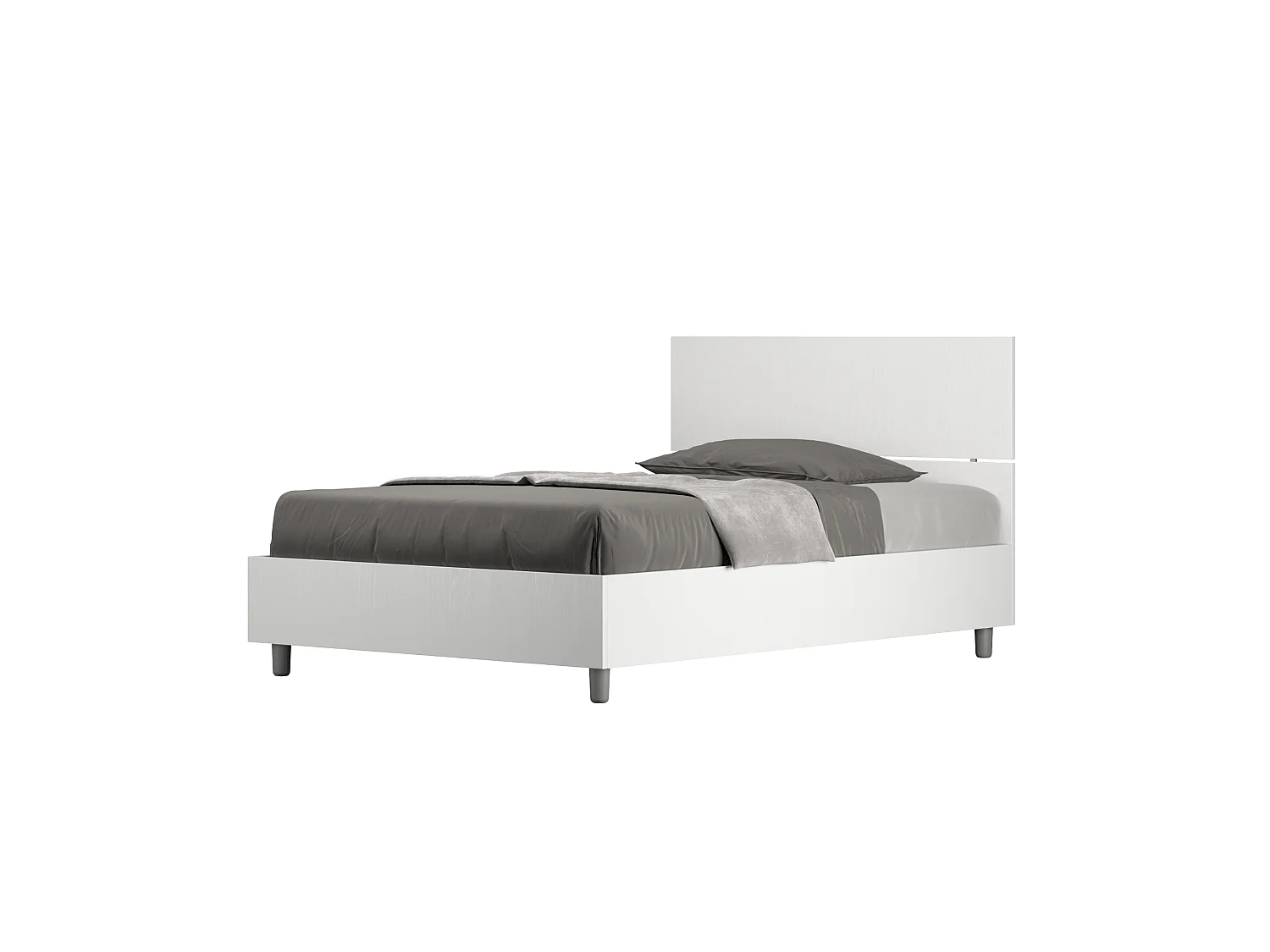 Lit 1 place et demi sans sommier 120x200 tête de lit droite frêne blanc Demas