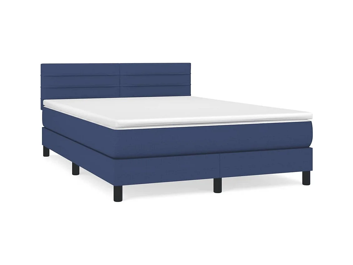Lit à sommier tapissier avec matelas Bleu 140x200 Tissu 3