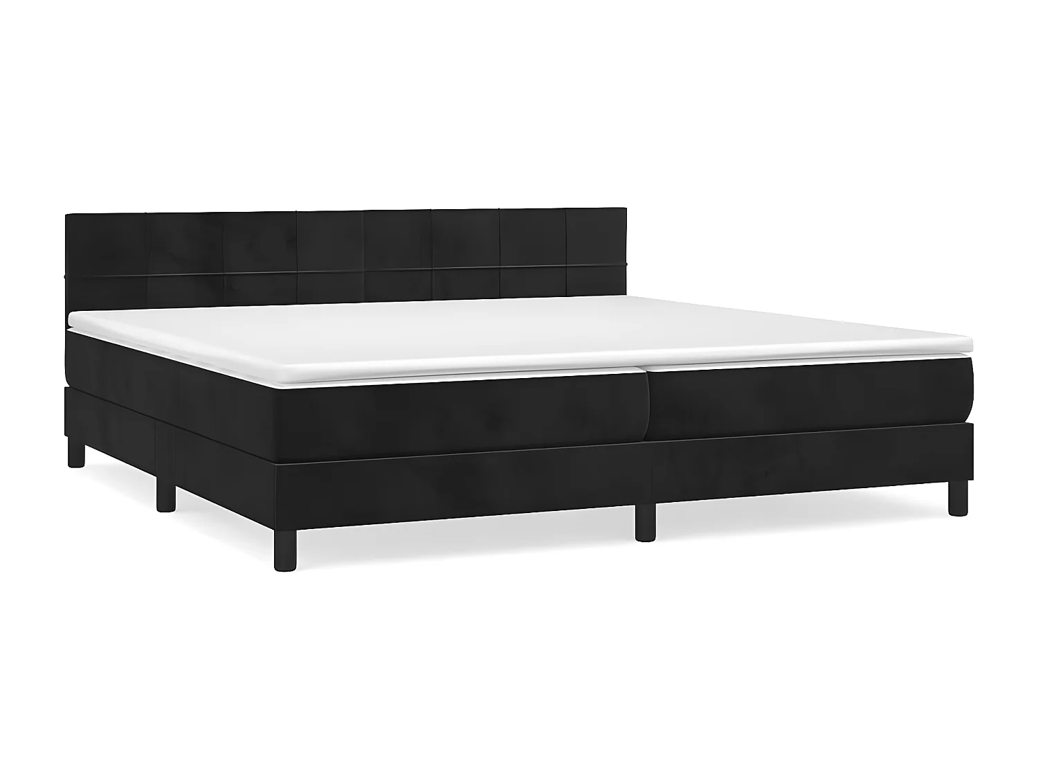 Lit à sommier tapissier et matelas Noir 200x200 Velours 7