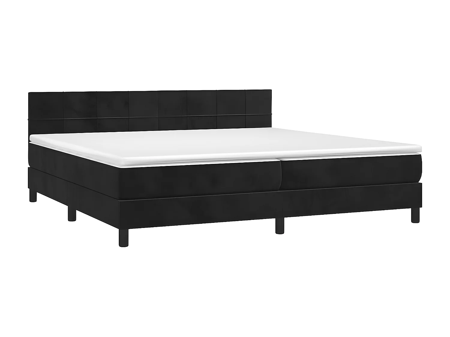 Lit à sommier tapissier et matelas Noir 200x200 Velours 7