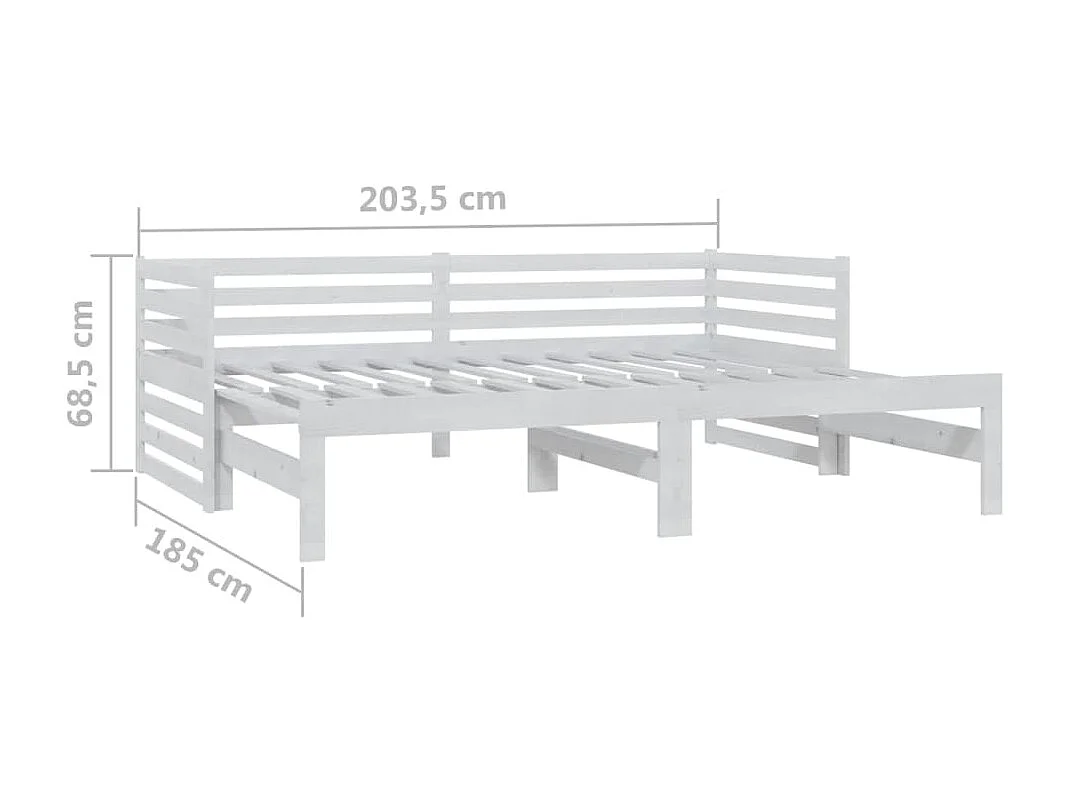 Lit coulissant 2x(90x200) cm Blanc Bois de pin massif 4
