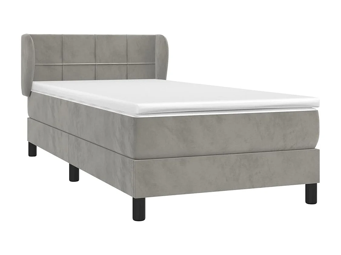 Lit à sommier tapissier et matelas Gris clair 80x200 Velours