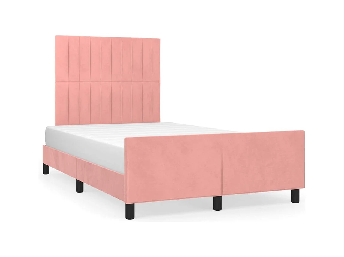 Lit avec tête de lit Rose 120x200 Velours