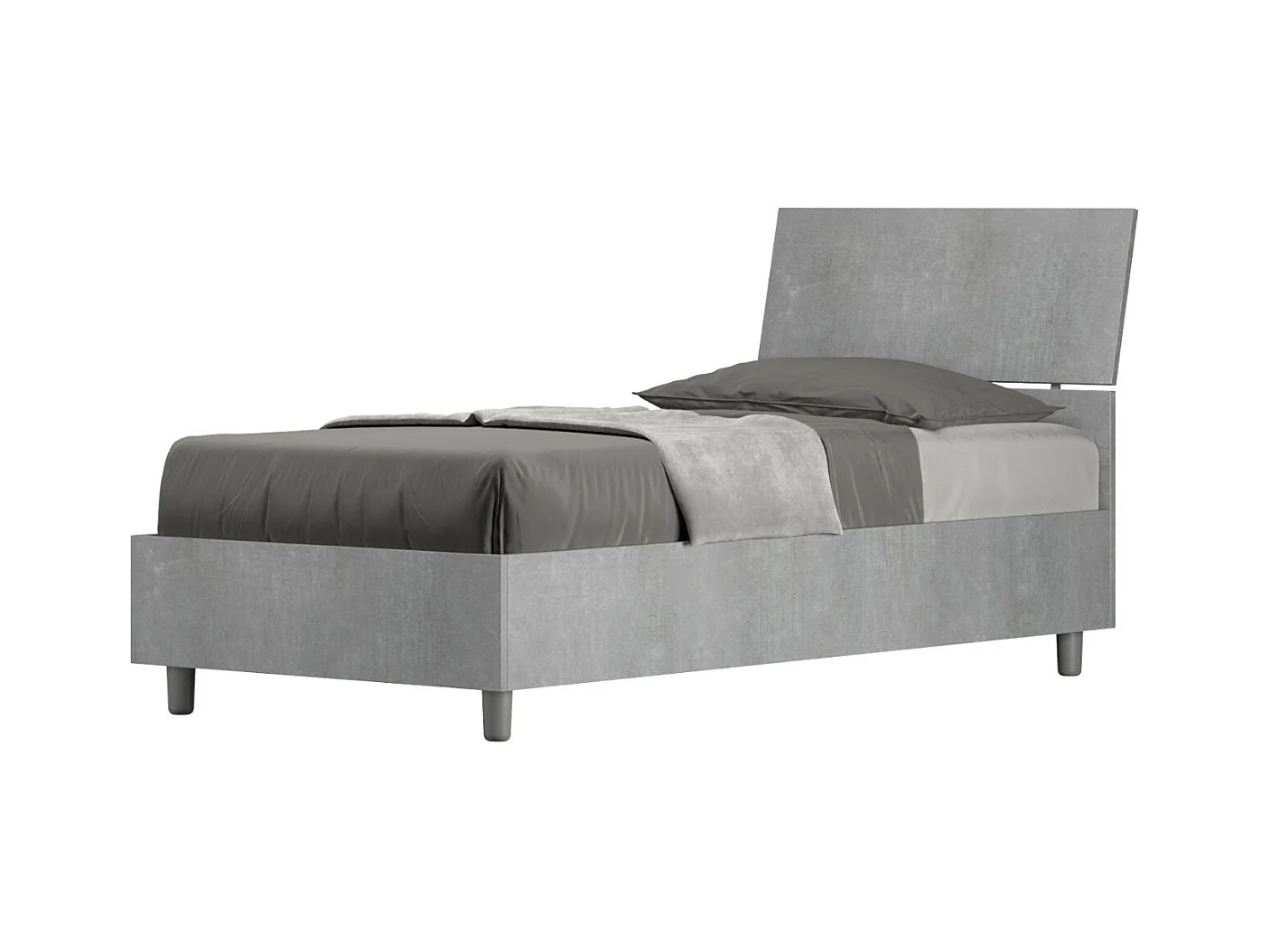 Lit en bois avec tête de lit inclinée Renoma-Couleur Gris-80x200