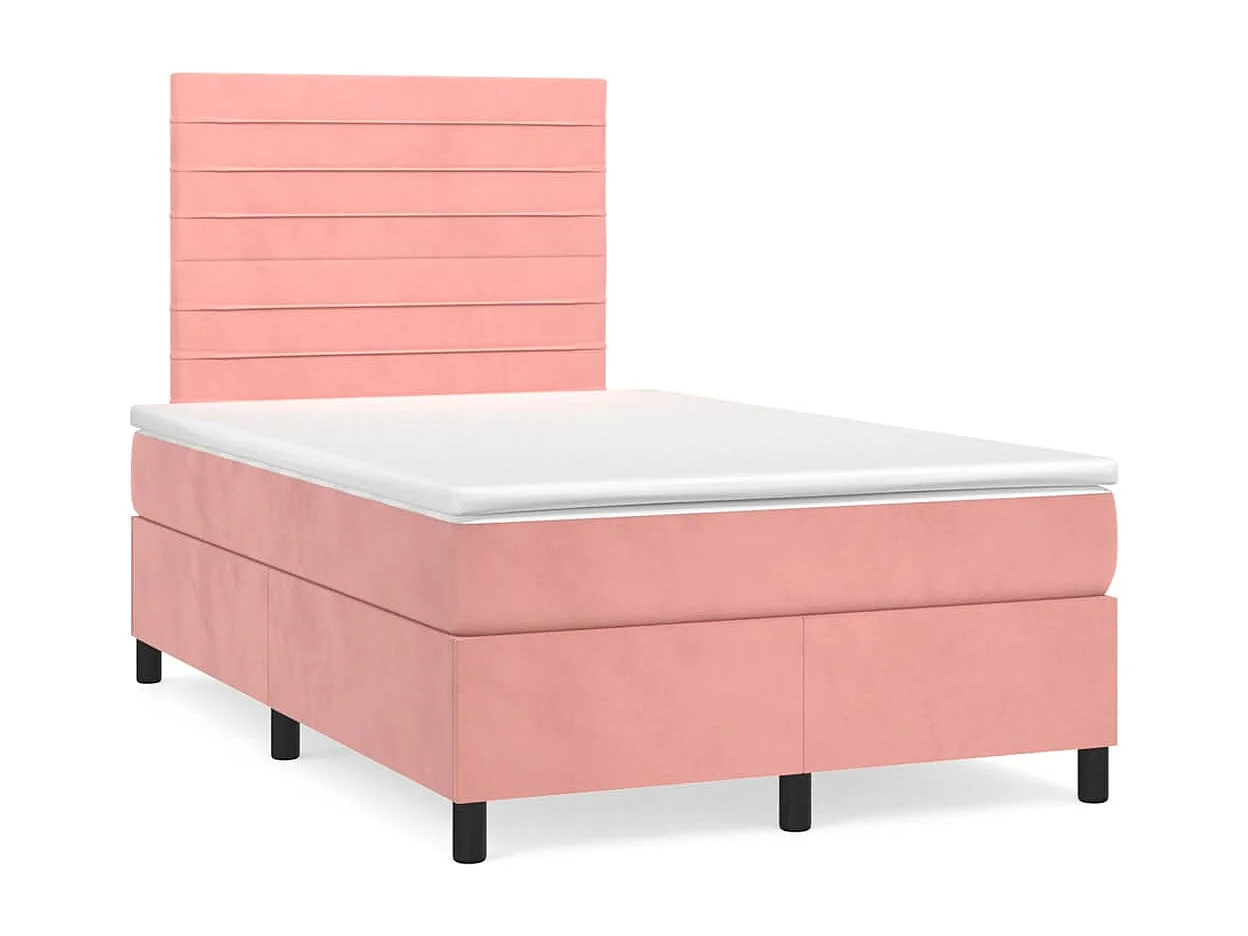 Lit à sommier tapissier avec matelas Rose 120x200 Velours