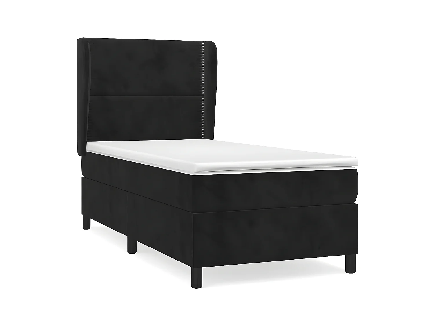 Lit à sommier tapissier avec matelas Noir 100x200 Velours