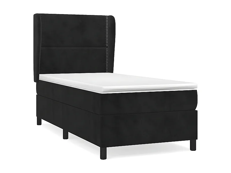 Lit à sommier tapissier avec matelas Noir 100x200 Velours