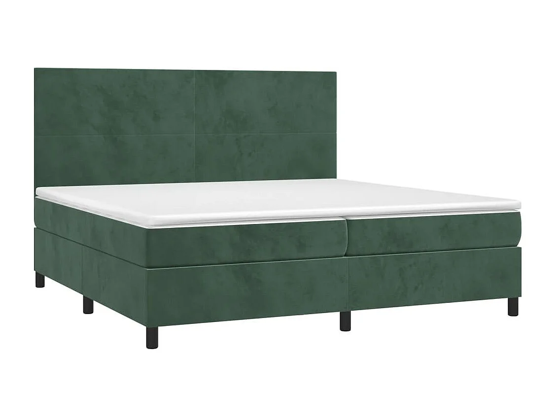 Lit à sommier tapissier et matelas Vert foncé 200x200 Velours 4