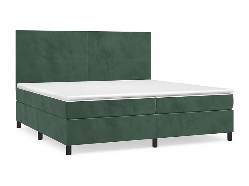 Lit à sommier tapissier et matelas Vert foncé 200x200 Velours 4