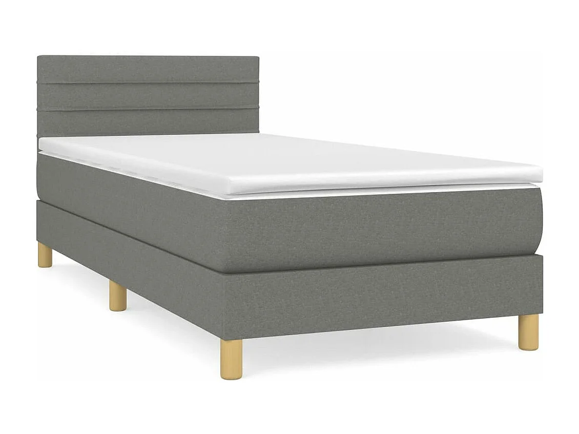 Lit à sommier tapissier avec matelas Gris foncé 90x200 Tissu 3