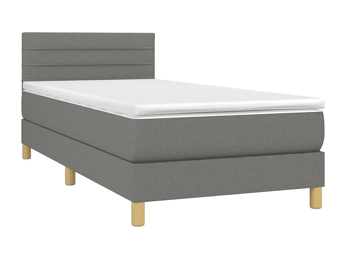 Lit à sommier tapissier avec matelas Gris foncé 90x200 Tissu 3