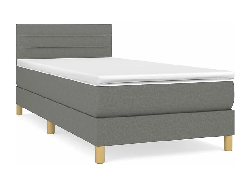Lit à sommier tapissier avec matelas Gris foncé 90x200 Tissu 3