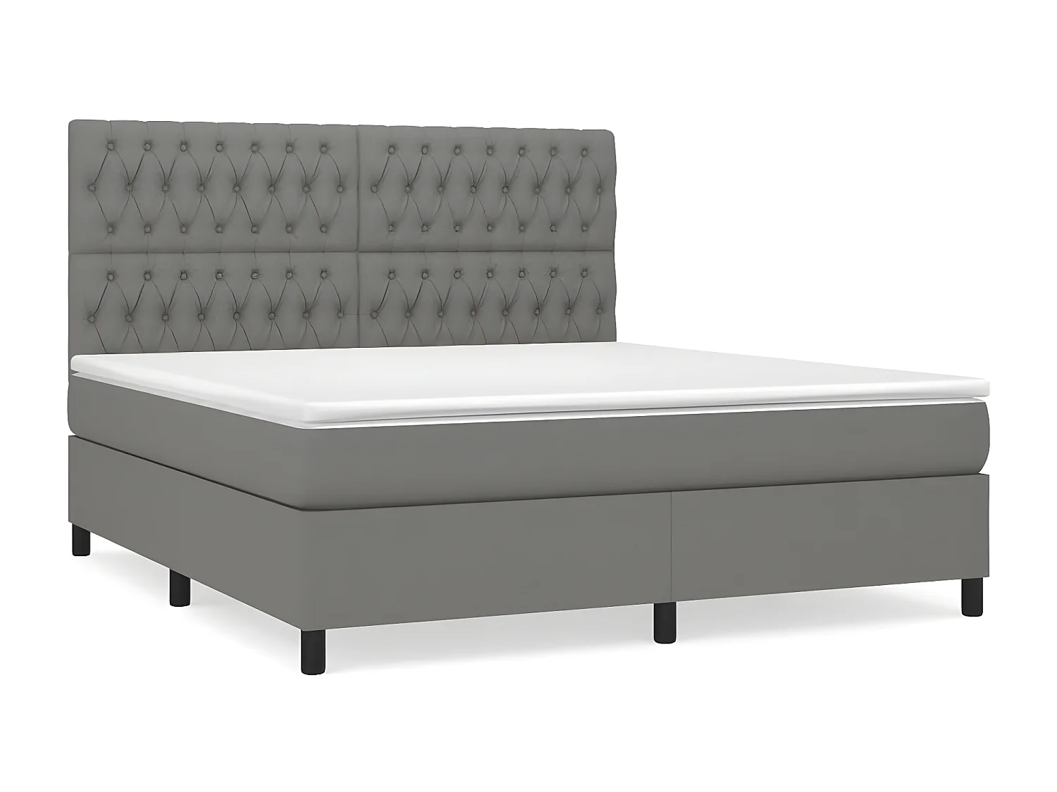 Lit à sommier tapissier avec matelas Gris foncé 180x200 Tissu